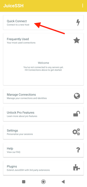 JuiceSSH হোম স্ক্রীন