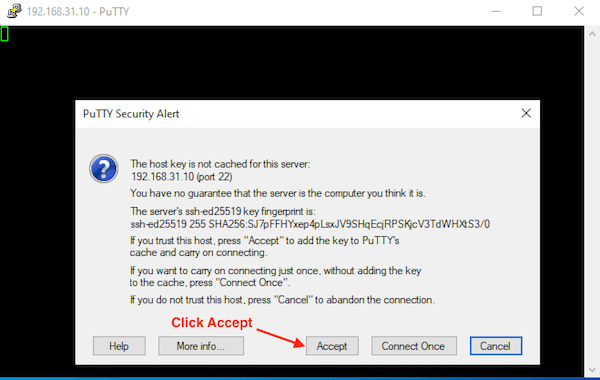 PuTTY তে SSH কি ফিঙ্গারপ্রিন্ট আথোরাইজেশন
